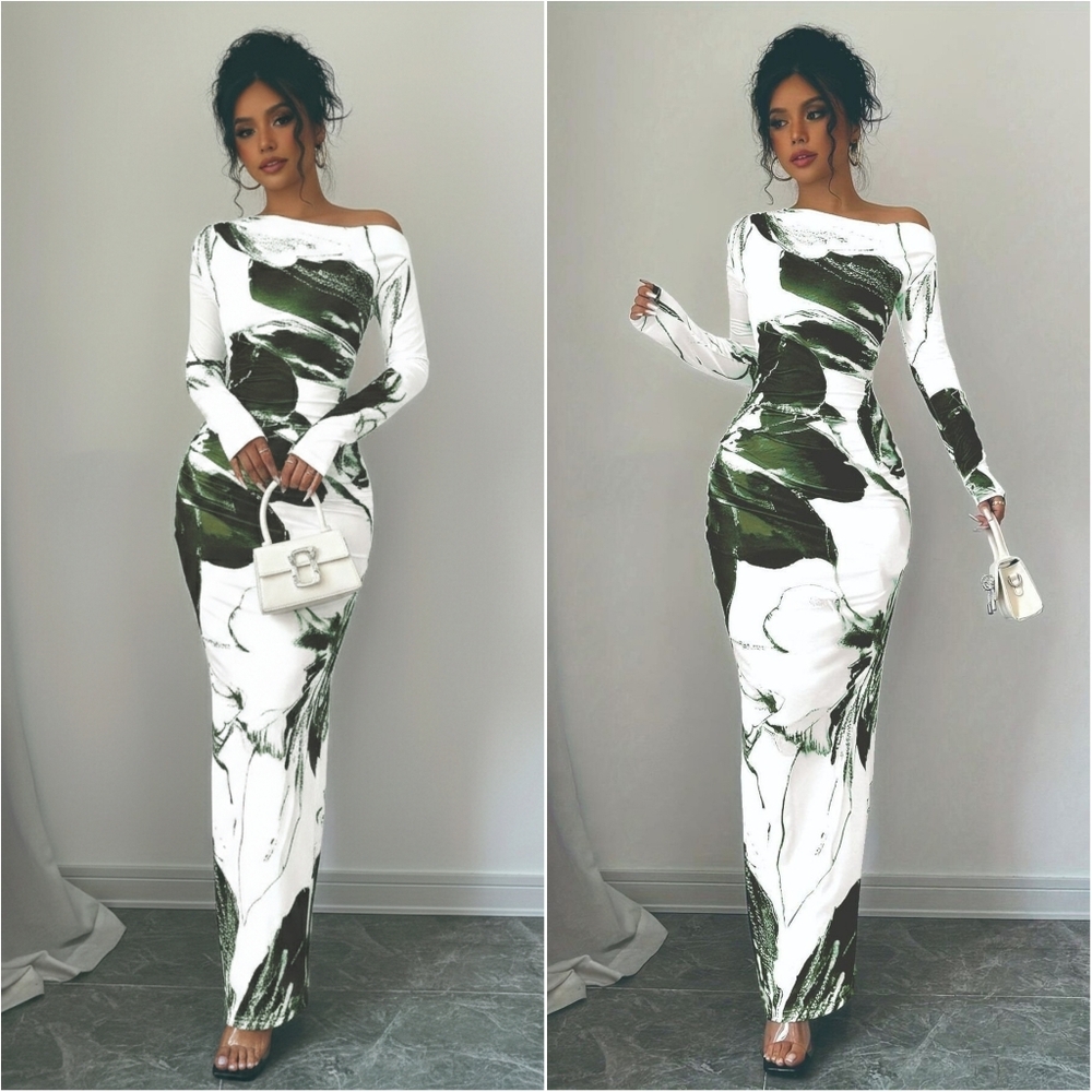 Neriah One-Shoulder Maxi Dress - Green - Picture 2 of 7
